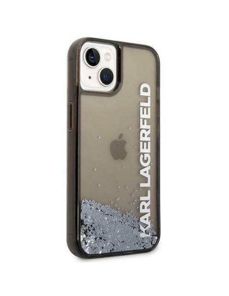 Karl Lagerfeld Liquid Glitter Elong dėklas iPhone 14 Plus - juodas Karl Lagerfeld Liquid Glitter Elong dėklas iPhone 14 Plus - juodas
