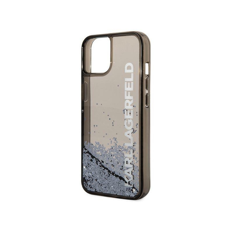 Karl Lagerfeld Liquid Glitter Elong dėklas iPhone 14 Plus - juodas