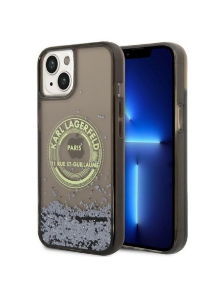 Karl Lagerfeld Liquid Glitter RSG dėklas iPhone 14 Plus - juodas Karl Lagerfeld Liquid Glitter RSG dėklas iPhone 14 Plus - juodas