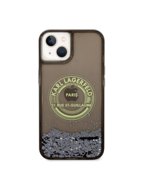 Karl Lagerfeld Liquid Glitter RSG dėklas iPhone 14 Plus - juodas Karl Lagerfeld Liquid Glitter RSG dėklas iPhone 14 Plus - juodas
