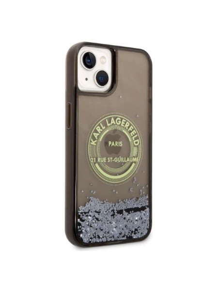 Karl Lagerfeld Liquid Glitter RSG dėklas iPhone 14 Plus - juodas Karl Lagerfeld Liquid Glitter RSG dėklas iPhone 14 Plus - juodas