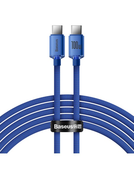 Kabelio laidas greitam įkrovimui ir duomenų perdavimui USB-C USB-C 100W 2m mėlynas Kabelio laidas greitam įkrovimui ir duomenų perdavimui USB-C USB-C 100W 2m mėlynas