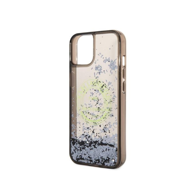 Karl Lagerfeld Liquid Glitter RSG dėklas iPhone 14 Plus - juodas