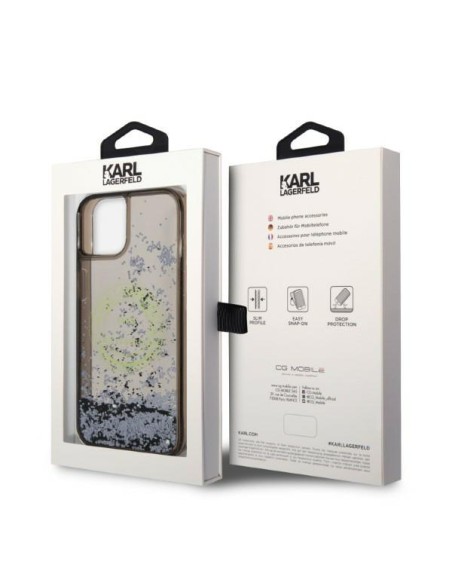 Karl Lagerfeld Liquid Glitter RSG dėklas iPhone 14 Plus - juodas Karl Lagerfeld Liquid Glitter RSG dėklas iPhone 14 Plus - juodas