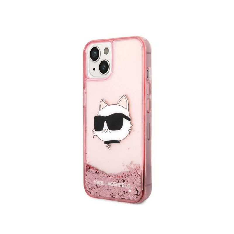 Karl Lagerfeld Glitter Choupette Head dėklas iPhone 14 Plus - rožinis