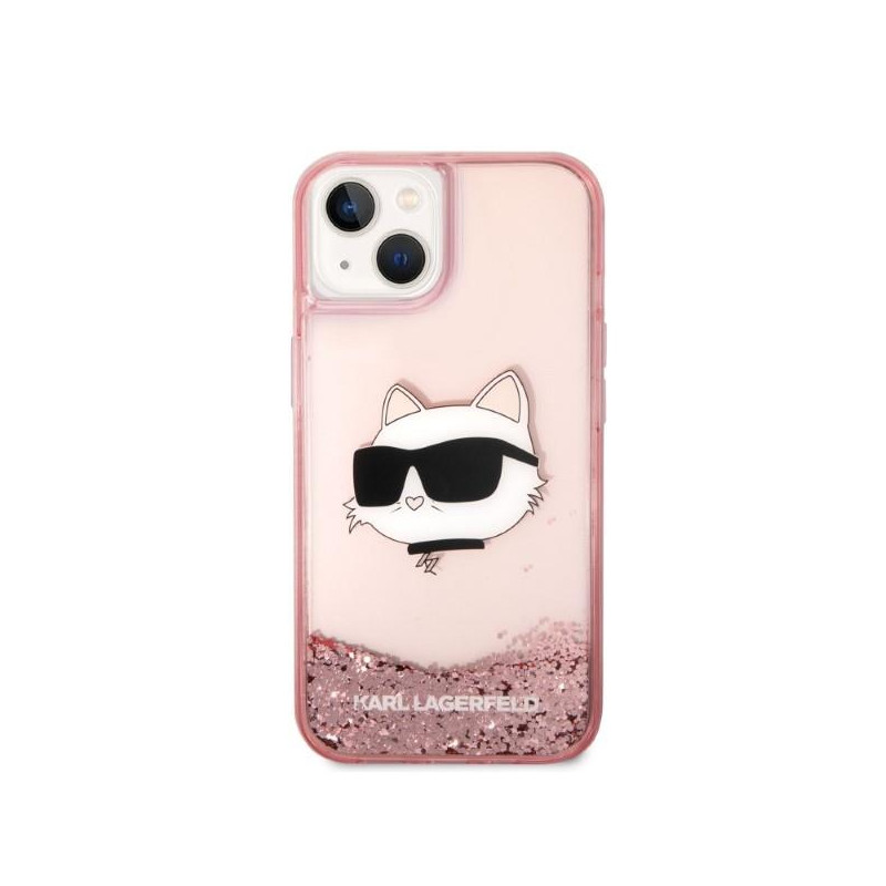 Karl Lagerfeld Glitter Choupette Head dėklas iPhone 14 Plus - rožinis