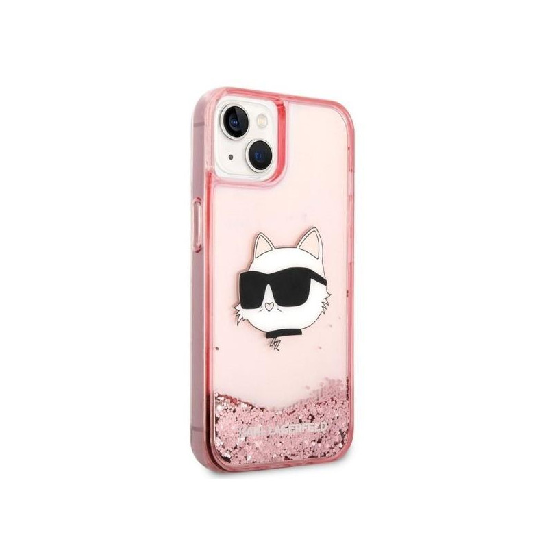 Karl Lagerfeld Glitter Choupette Head dėklas iPhone 14 Plus - rožinis