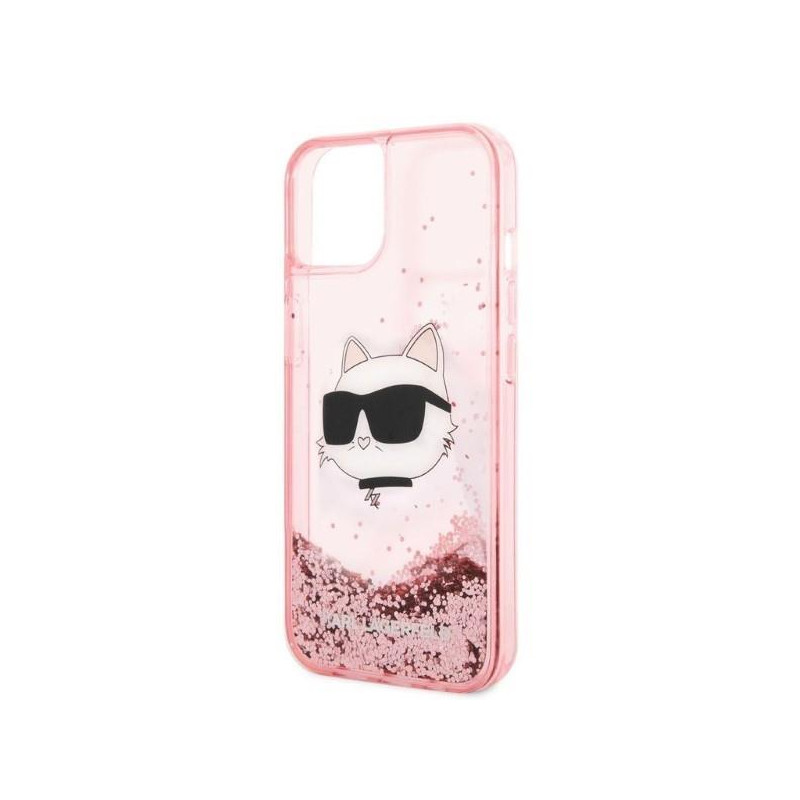 Karl Lagerfeld Glitter Choupette Head dėklas iPhone 14 Plus - rožinis