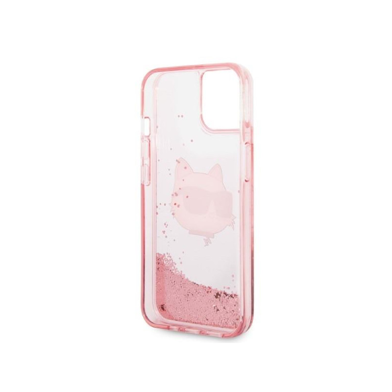 Karl Lagerfeld Glitter Choupette Head dėklas iPhone 14 Plus - rožinis