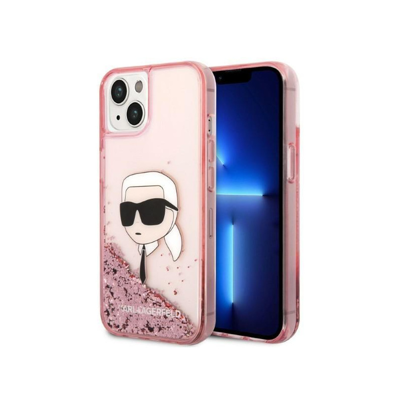 Karl Lagerfeld Glitter Karl& 39 s Head dėklas iPhone 14 Plus - rožinis