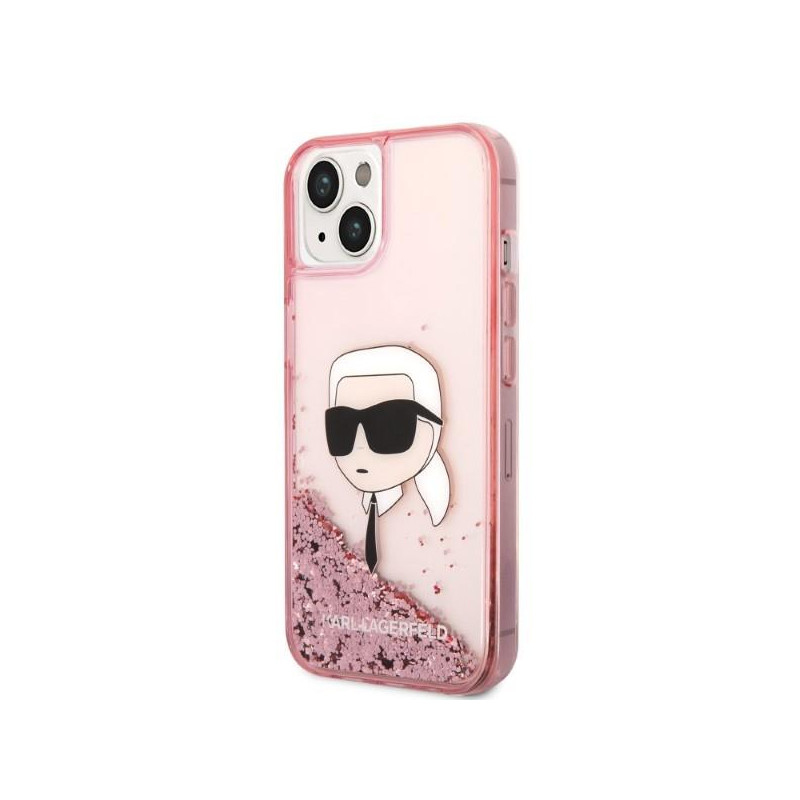Karl Lagerfeld Glitter Karl& 39 s Head dėklas iPhone 14 Plus - rožinis
