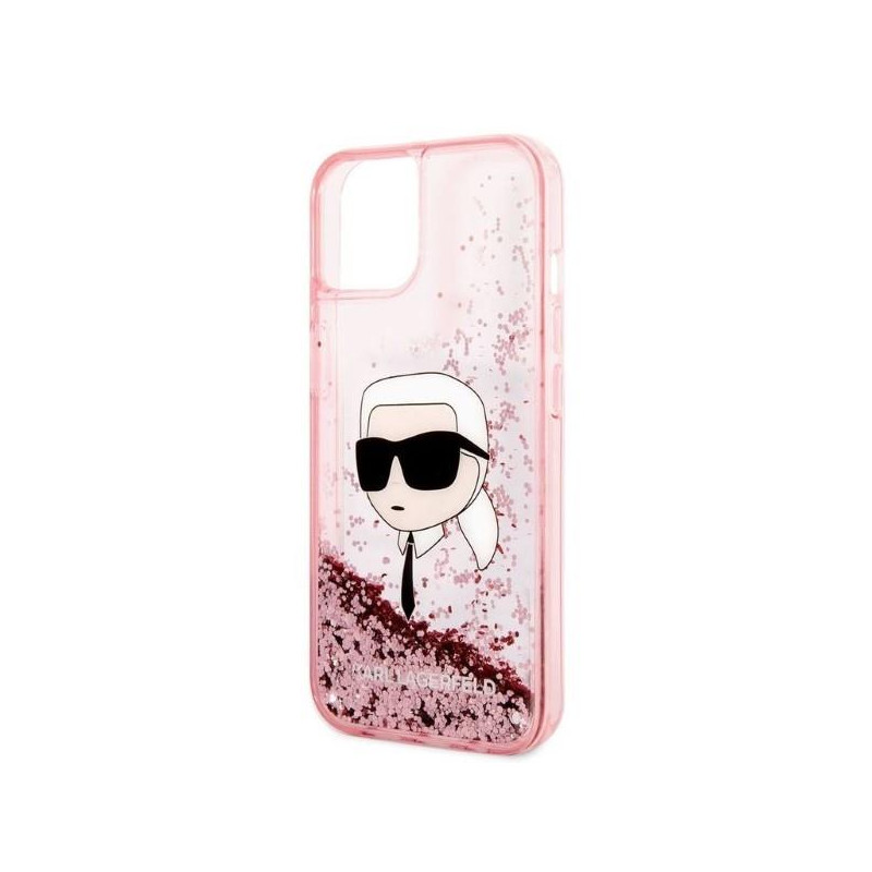 Karl Lagerfeld Glitter Karl& 39 s Head dėklas iPhone 14 Plus - rožinis