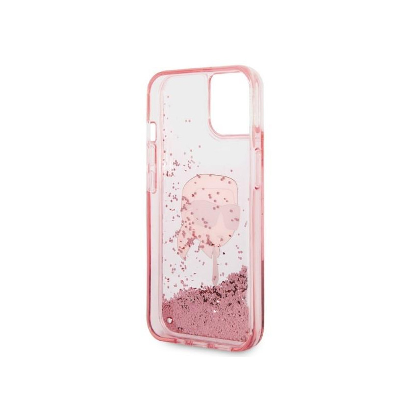 Karl Lagerfeld Glitter Karl& 39 s Head dėklas iPhone 14 Plus - rožinis