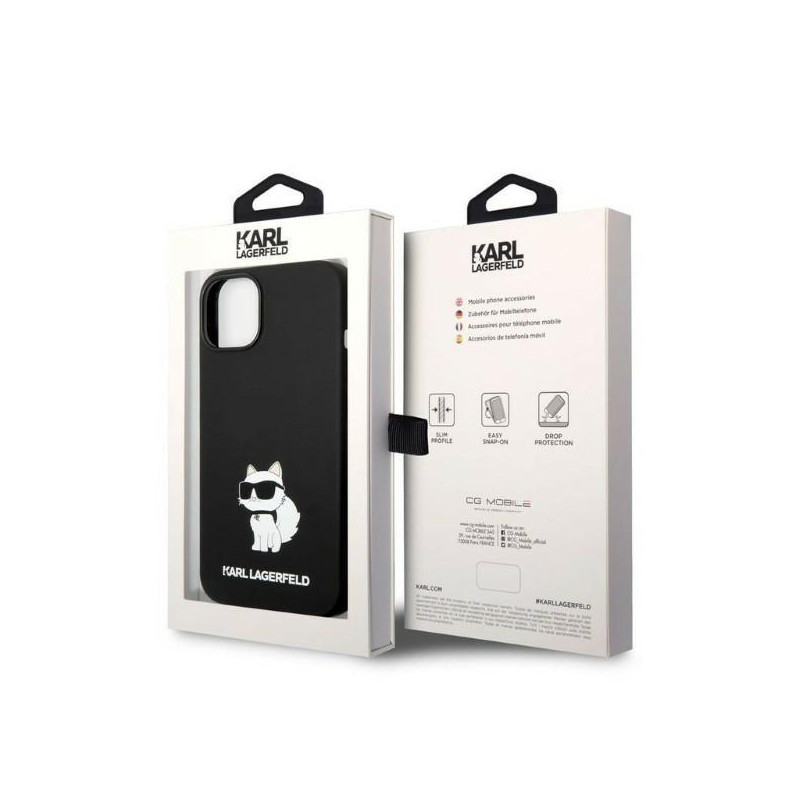 Karl Lagerfeld Silicone Choupette dėklas iPhone 14 Plus - juodas