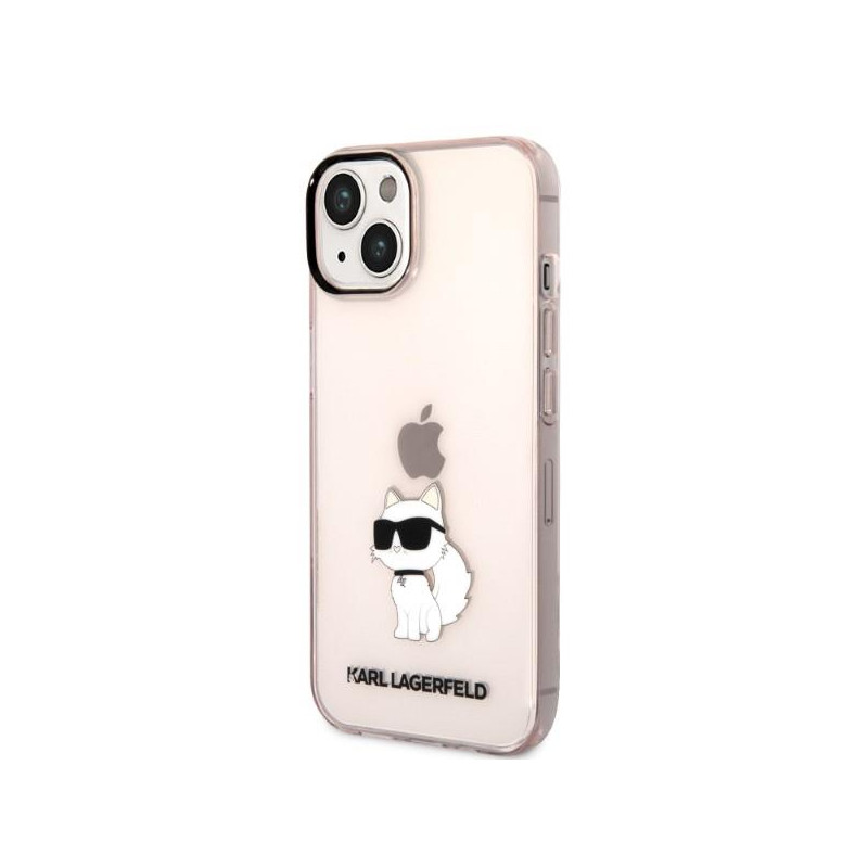 Karl Lagerfeld Ikonik Choupette dėklas iPhone 14 - rožinis