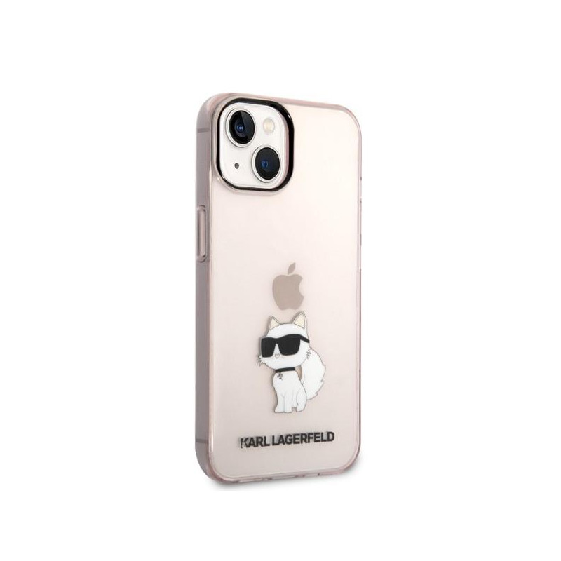 Karl Lagerfeld Ikonik Choupette dėklas iPhone 14 - rožinis