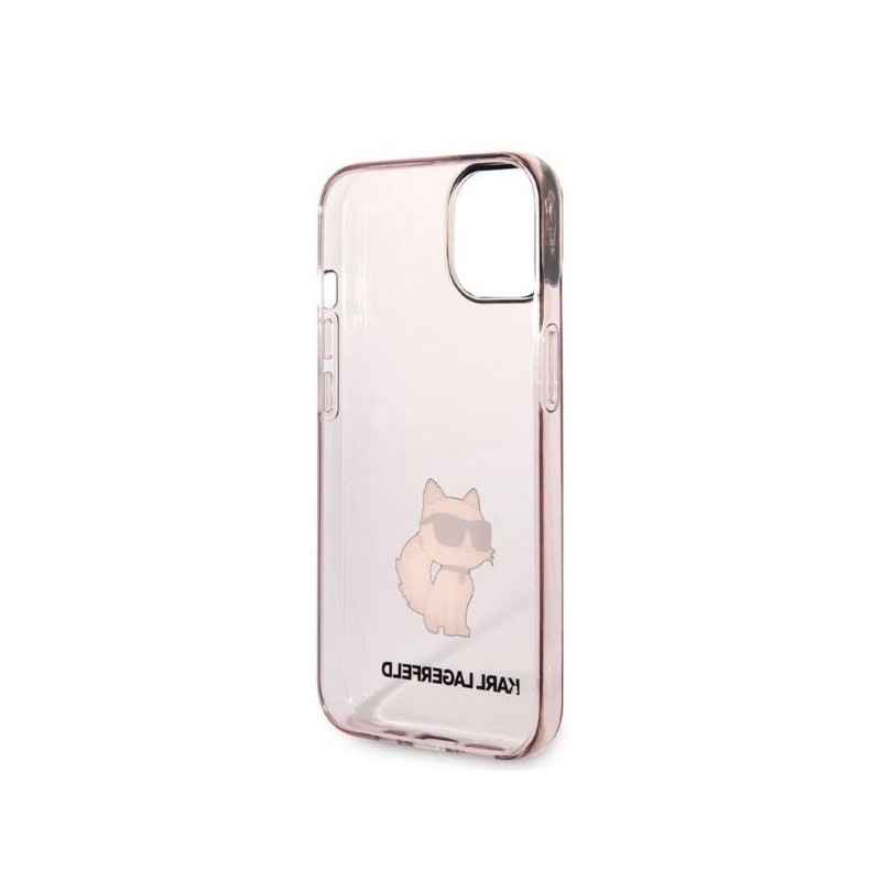 Karl Lagerfeld Ikonik Choupette dėklas iPhone 14 - rožinis