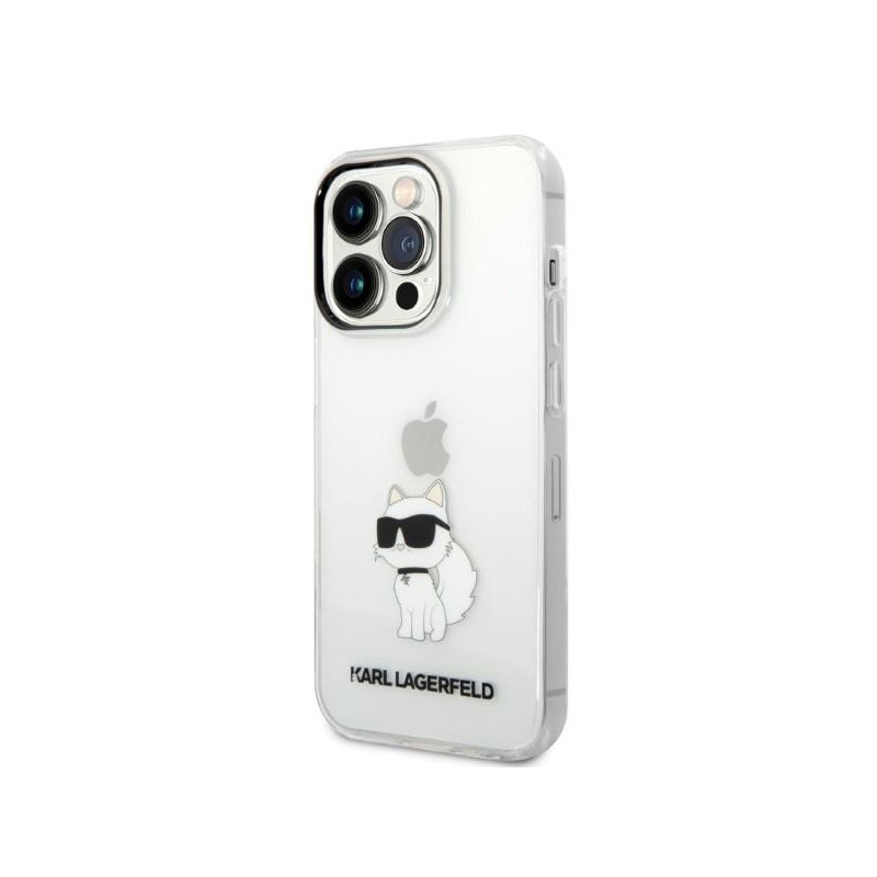 Karl Lagerfeld Ikonik Choupette dėklas iPhone 14 Pro Max - skaidrus