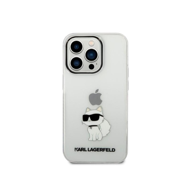 Karl Lagerfeld Ikonik Choupette dėklas iPhone 14 Pro Max - skaidrus