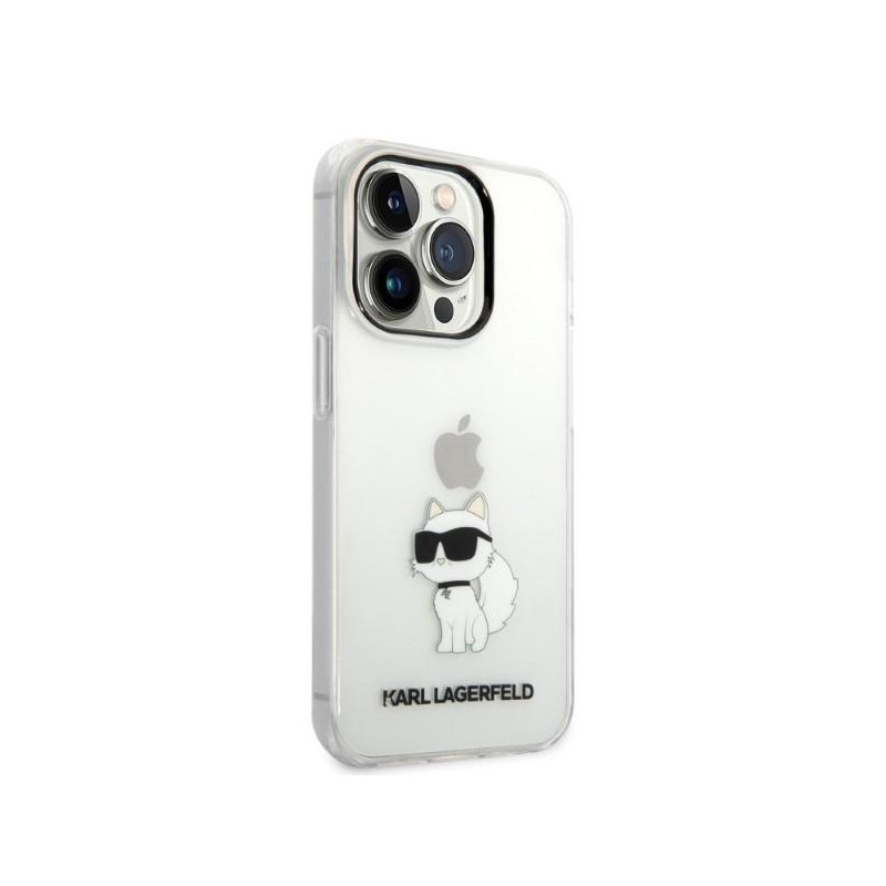 Karl Lagerfeld Ikonik Choupette dėklas iPhone 14 Pro Max - skaidrus