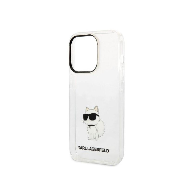 Karl Lagerfeld Ikonik Choupette dėklas iPhone 14 Pro Max - skaidrus