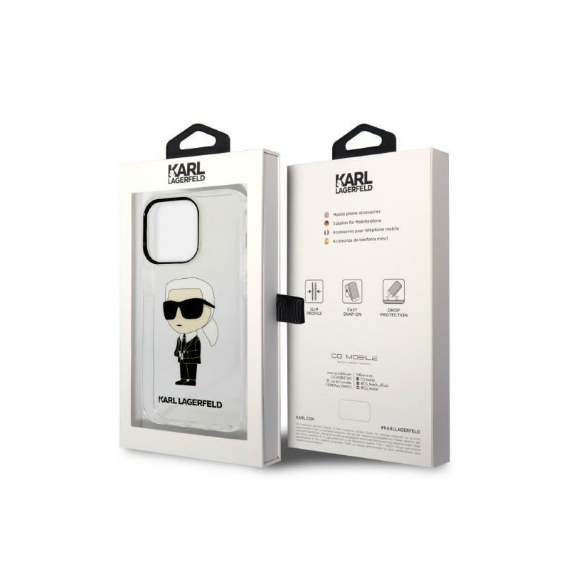Karl Lagerfeld Ikonik Karl dėklas iPhone 14 Pro Max - skaidrus