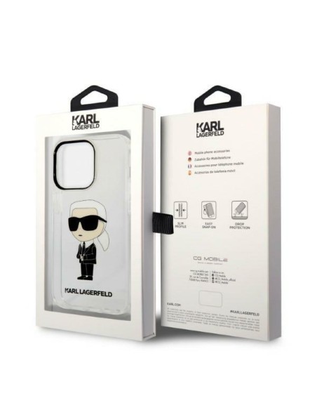 Karl Lagerfeld Ikonik Karl dėklas iPhone 14 Pro Max - skaidrus Karl Lagerfeld Ikonik Karl dėklas iPhone 14 Pro Max - skaidrus