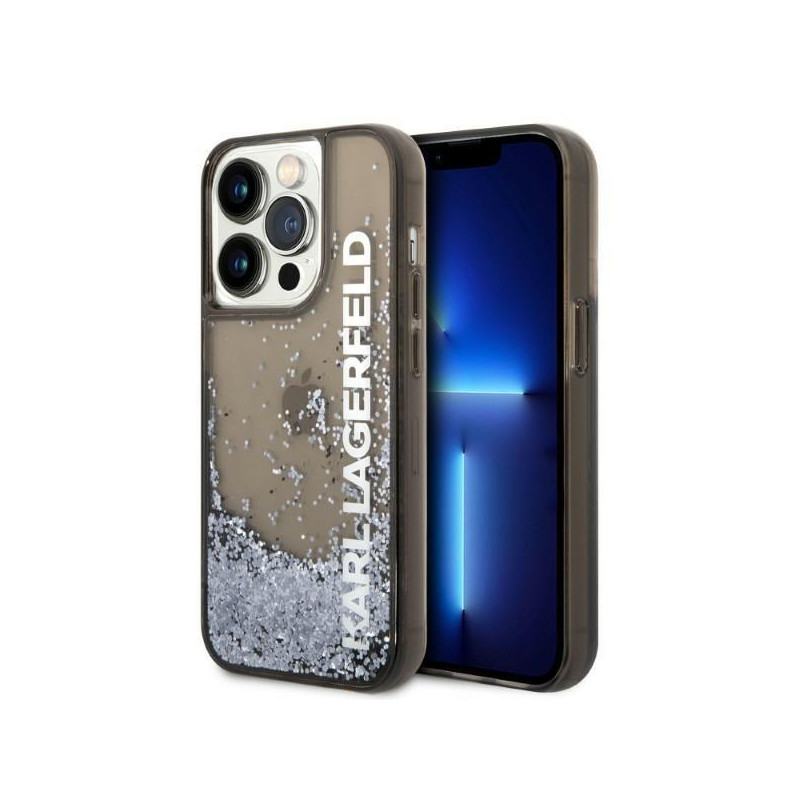 Karl Lagerfeld Liquid Glitter Elong dėklas, skirtas iPhone 14 Pro Max - juodas