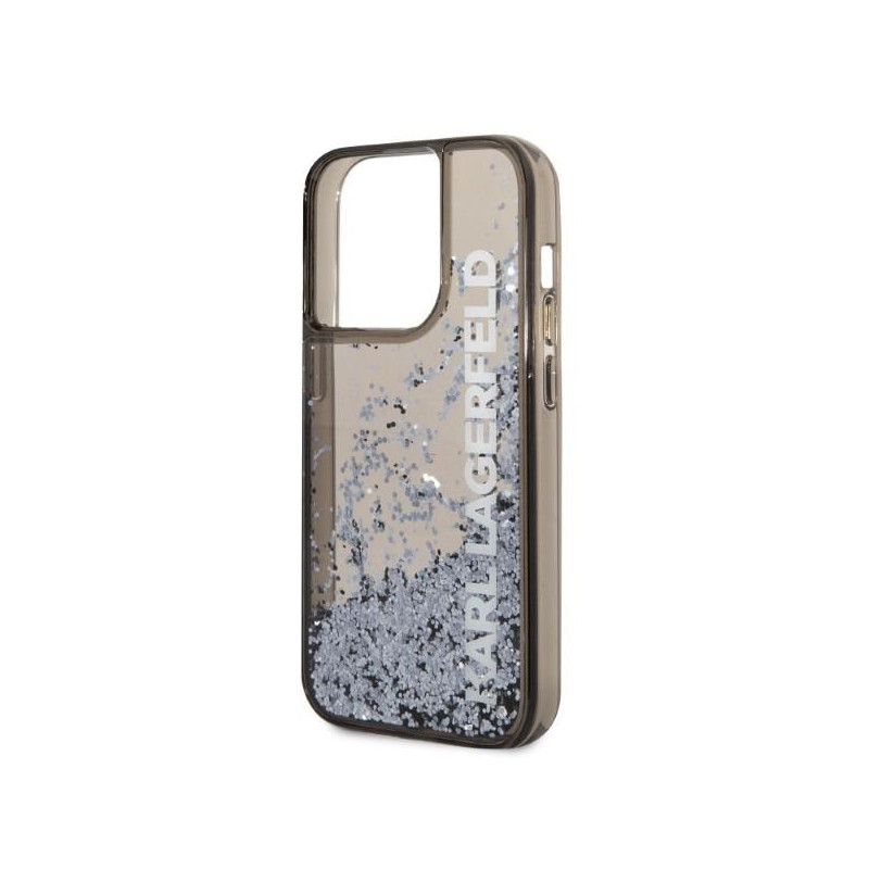 Karl Lagerfeld Liquid Glitter Elong dėklas, skirtas iPhone 14 Pro Max - juodas
