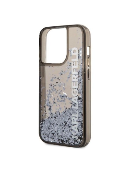 Karl Lagerfeld Liquid Glitter Elong dėklas, skirtas iPhone 14 Pro Max - juodas Karl Lagerfeld Liquid Glitter Elong dėklas, skirtas iPhone 14 Pro Max - juodas