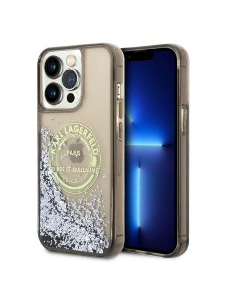 Karl Lagerfeld Liquid Glitter RSG dėklas iPhone 14 Pro Max - juodas Karl Lagerfeld Liquid Glitter RSG dėklas iPhone 14 Pro Max - juodas
