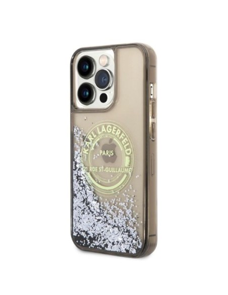 Karl Lagerfeld Liquid Glitter RSG dėklas iPhone 14 Pro Max - juodas Karl Lagerfeld Liquid Glitter RSG dėklas iPhone 14 Pro Max - juodas
