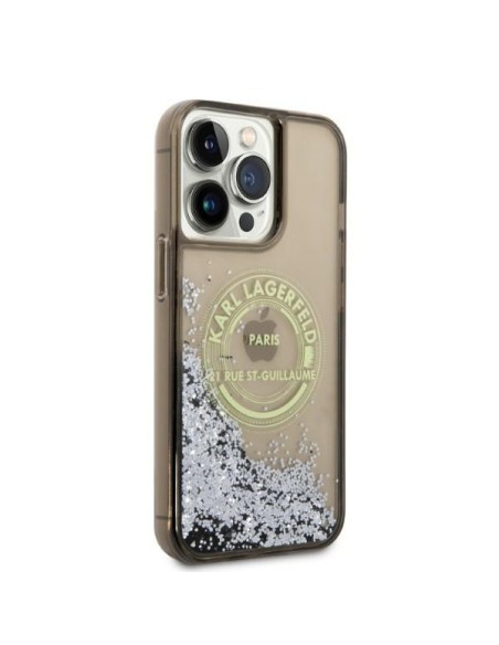 Karl Lagerfeld Liquid Glitter RSG dėklas iPhone 14 Pro Max - juodas Karl Lagerfeld Liquid Glitter RSG dėklas iPhone 14 Pro Max - juodas