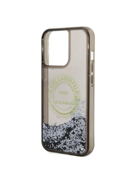 Karl Lagerfeld Liquid Glitter RSG dėklas iPhone 14 Pro Max - juodas Karl Lagerfeld Liquid Glitter RSG dėklas iPhone 14 Pro Max - juodas