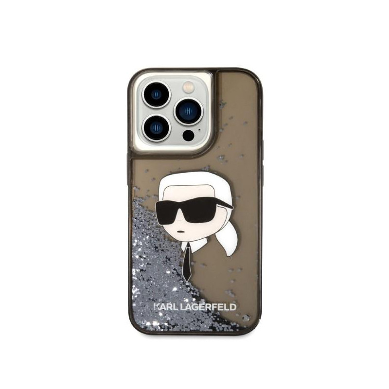 Karl Lagerfeld Glitter Karl& 39 s Head dėklas, skirtas iPhone 14 Pro Max - juodas