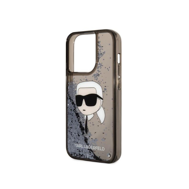 Karl Lagerfeld Glitter Karl& 39 s Head dėklas, skirtas iPhone 14 Pro Max - juodas