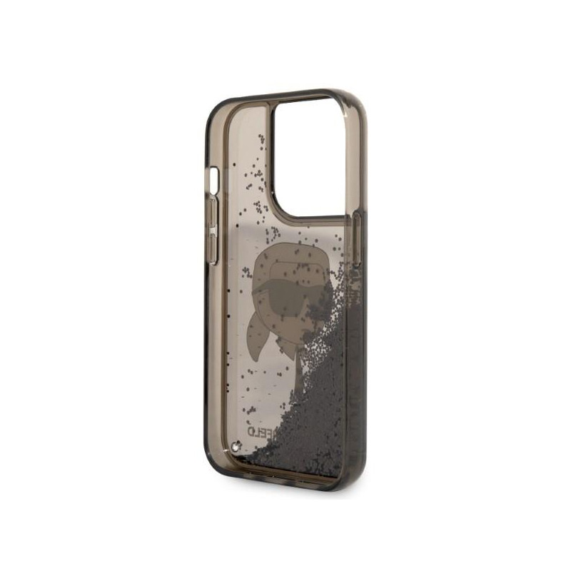 Karl Lagerfeld Glitter Karl& 39 s Head dėklas, skirtas iPhone 14 Pro Max - juodas