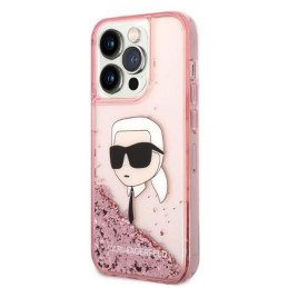 Karl Lagerfeld Glitter Karl& 39 s Head dėklas, skirtas iPhone 14 Pro Max - rožinis