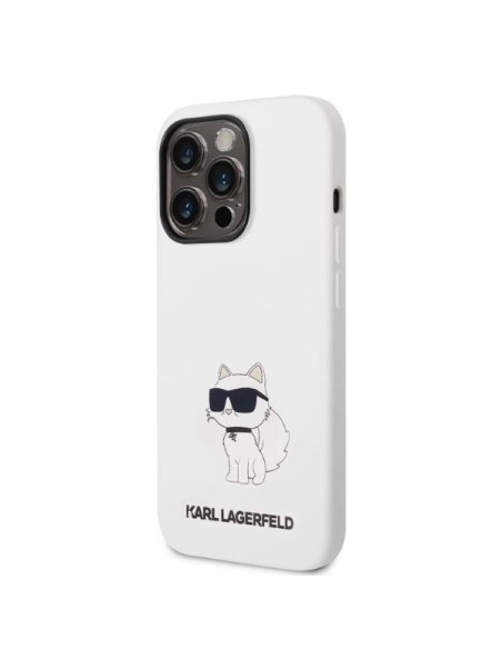 Karl Lagerfeld Silicone Choupette dėklas iPhone 14 Pro Max - baltas Karl Lagerfeld Silicone Choupette dėklas iPhone 14 Pro Max - baltas