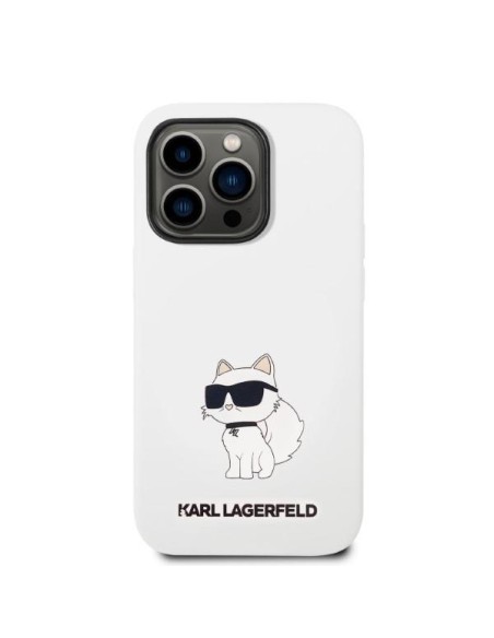 Karl Lagerfeld Silicone Choupette dėklas iPhone 14 Pro Max - baltas Karl Lagerfeld Silicone Choupette dėklas iPhone 14 Pro Max - baltas