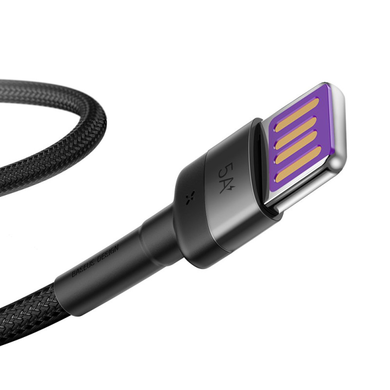 Patvarus USB laidas USB-C 40 W Quick Charge 3.0 QC 3.0 1m pilkai juodas