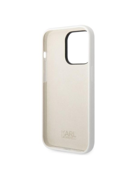 Karl Lagerfeld Silicone Choupette dėklas iPhone 14 Pro Max - baltas Karl Lagerfeld Silicone Choupette dėklas iPhone 14 Pro Max - baltas