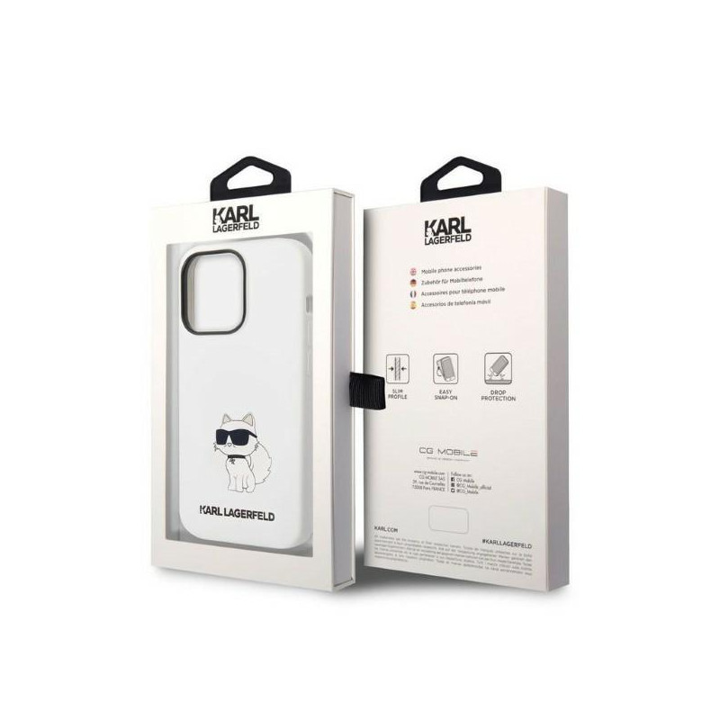 Karl Lagerfeld Silicone Choupette dėklas iPhone 14 Pro Max - baltas