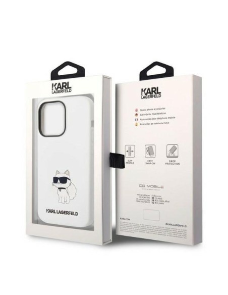 Karl Lagerfeld Silicone Choupette dėklas iPhone 14 Pro Max - baltas Karl Lagerfeld Silicone Choupette dėklas iPhone 14 Pro Max - baltas