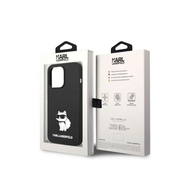Karl Lagerfeld Silicone Choupette dėklas iPhone 14 Pro Max - juodas