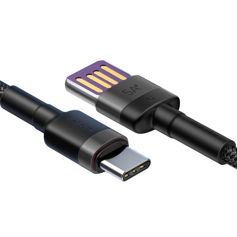 Patvarus USB laidas USB-C 40 W Quick Charge 3.0 QC 3.0 1m pilkai juodas