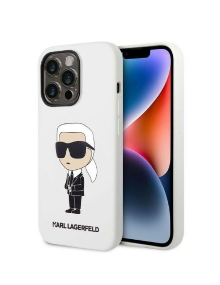 Karl Lagerfeld Silicone Ikonik dėklas iPhone 14 Pro Max - baltas Karl Lagerfeld Silicone Ikonik dėklas iPhone 14 Pro Max - baltas