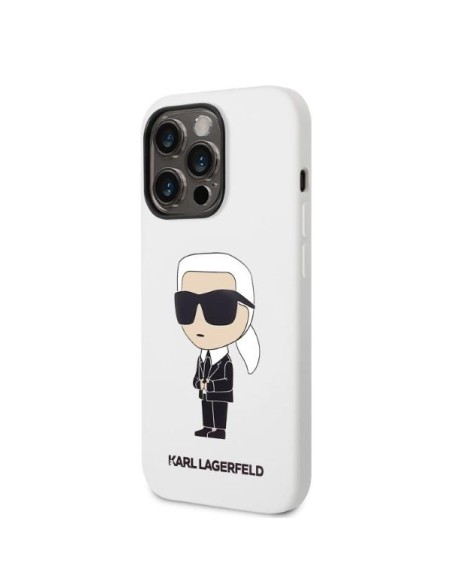 Karl Lagerfeld Silicone Ikonik dėklas iPhone 14 Pro Max - baltas Karl Lagerfeld Silicone Ikonik dėklas iPhone 14 Pro Max - baltas