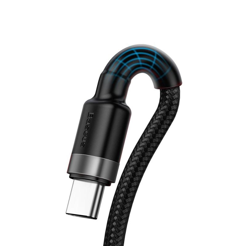 Patvarus USB laidas USB-C 40 W Quick Charge 3.0 QC 3.0 1m pilkai juodas