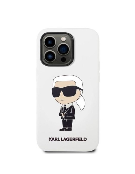Karl Lagerfeld Silicone Ikonik dėklas iPhone 14 Pro Max - baltas Karl Lagerfeld Silicone Ikonik dėklas iPhone 14 Pro Max - baltas